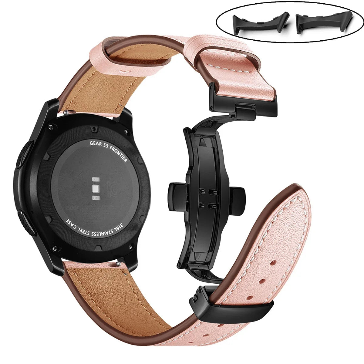 Google Pixel Watch 5, 4 & 3 45mm Leather Band, Butterfly Clasp