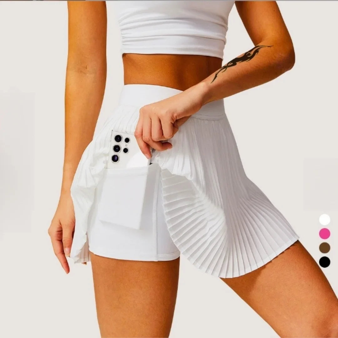 Women's fashion 2-in-1 golf tennis skirt pleated fitness suit with inner pocket, women's sexy style