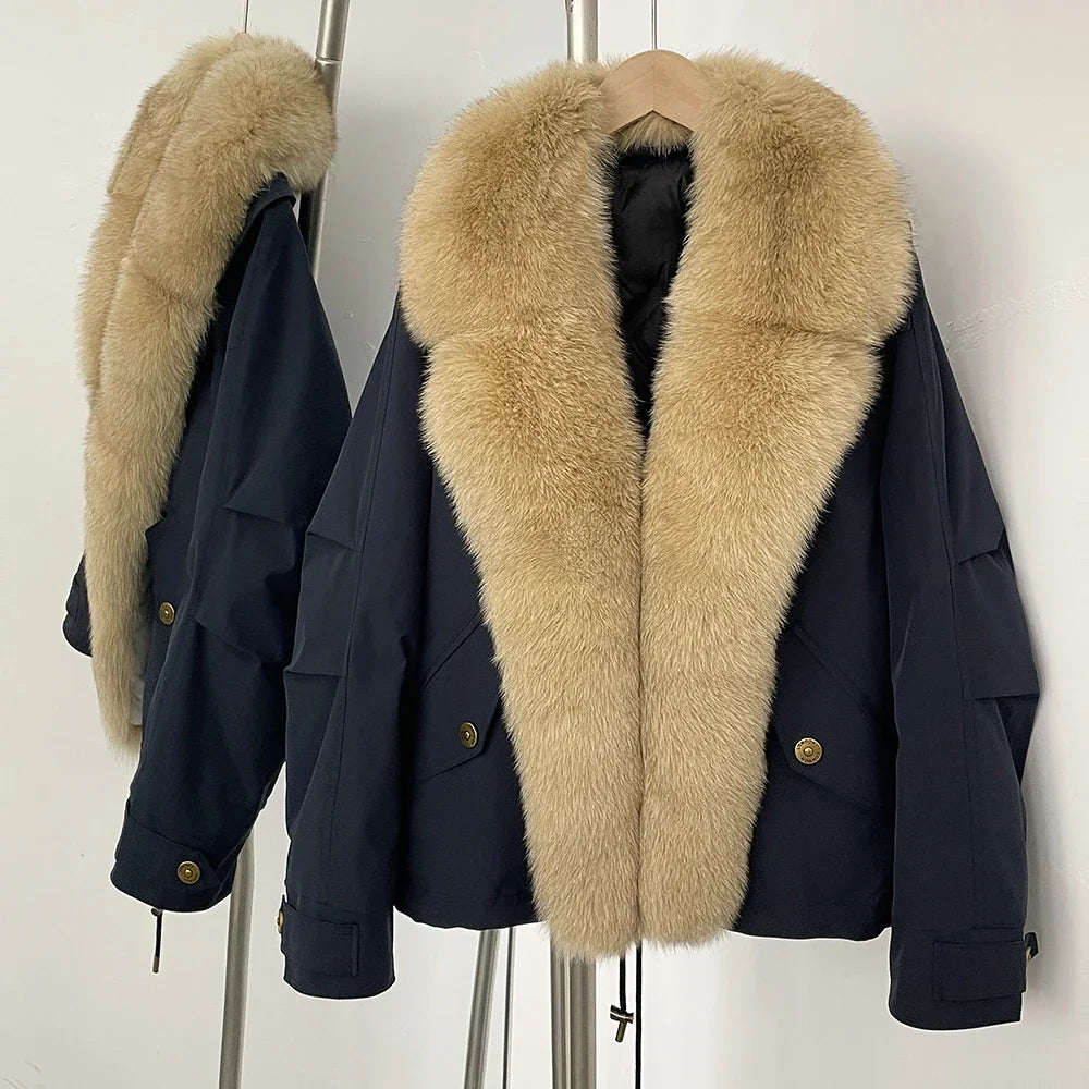 Down Jacket Women Real Fox Fur Collar Autumn 2025 Winter White Duck Down Coat Warm Puffer Jacket Female Waterproof  Feathers