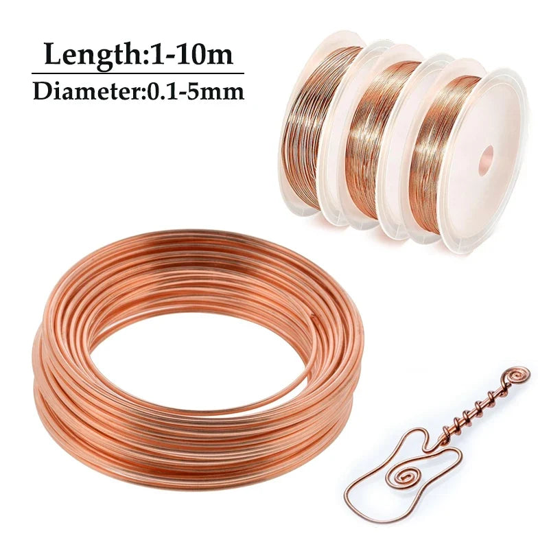 1-10M Bare Copper Wire Copper Wire T2 Copper Coil Conductive Copper Wire,  Bare Line Diameter 0.1/0.15/0.2/0.3/0.4/0.5-5mm
