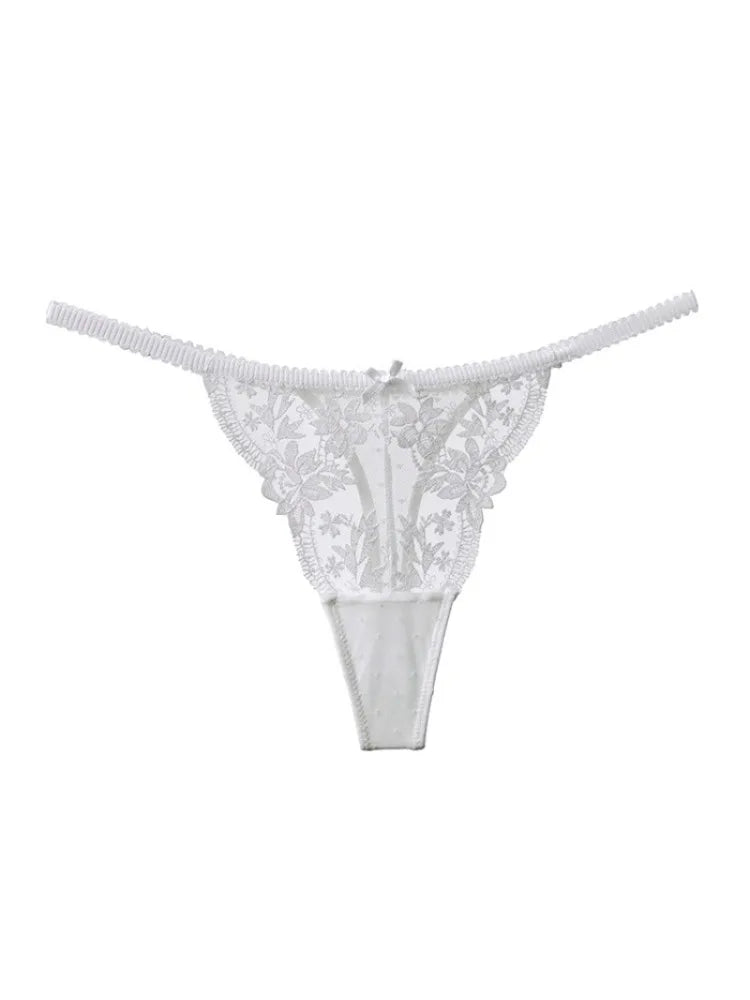 Summer French Lace Bralette Beach Set Sheer Ultra Thin Embroidered Waistcoat Thong See Through Light Support AU S-XL MOYISU BC