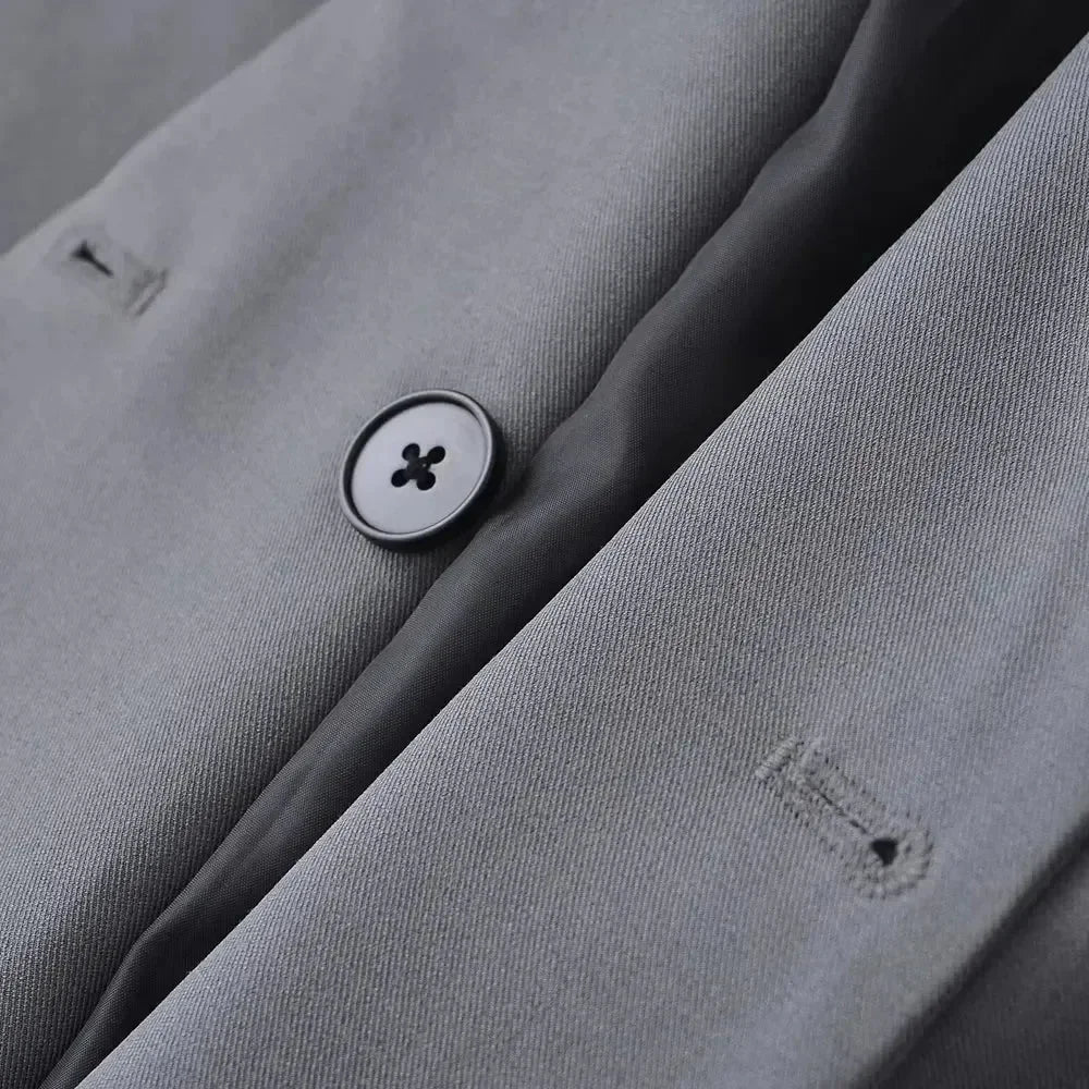 TRZA-Abrigo Blazer Cruzado para Mujer, Ropa de Oficina, Manga Larga, Bolsillos con Solapa, Prendas de Abrigo Femeninas, Blusas Elegantes, Moda