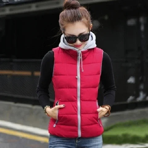 2026 New Winter Underwaist Coat Long Hooded Quilted Puffer Vest Female Warm Thicken Outwear Womens Jacket Sleeveless Waistcoat