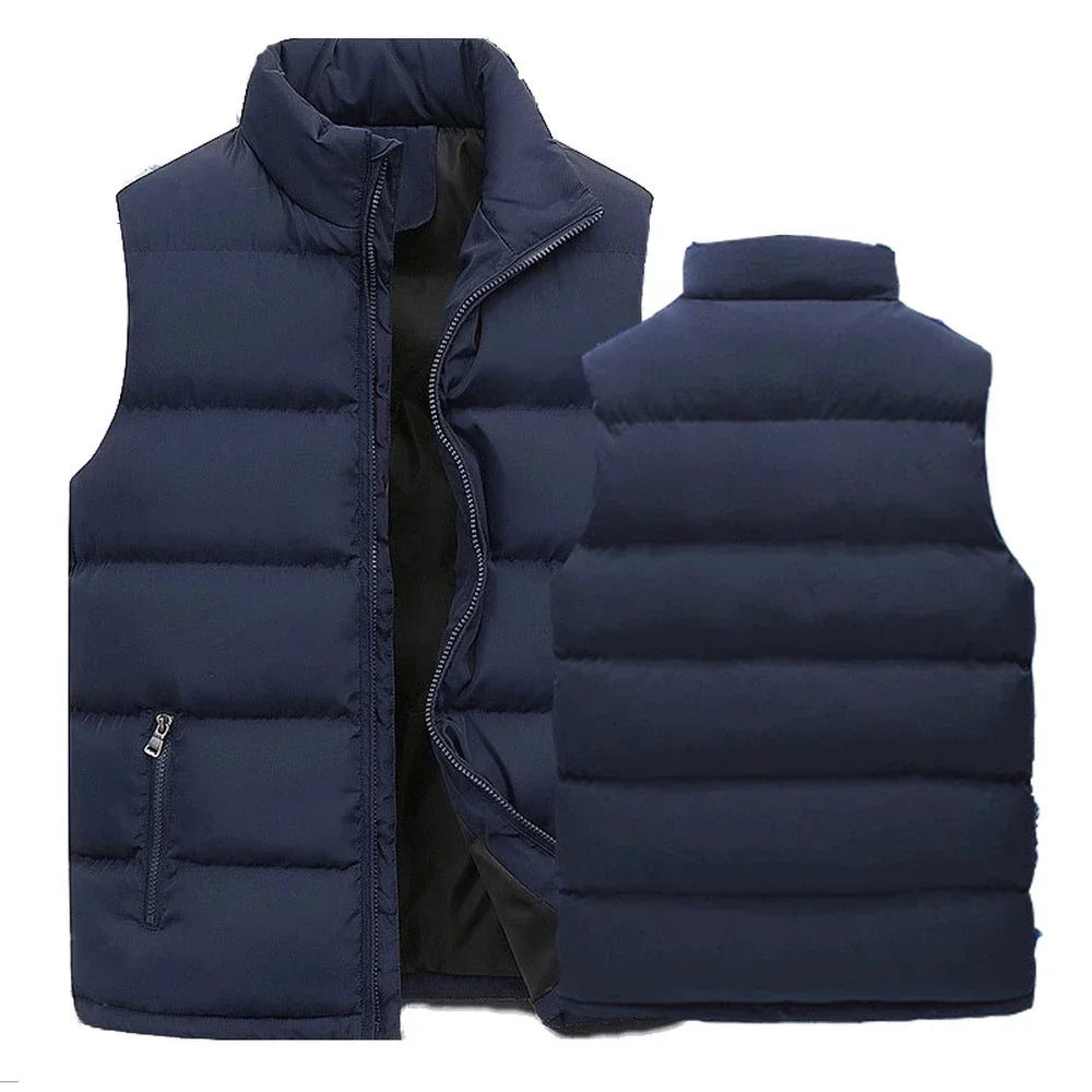 White Vest Jacket Men Slim Fit Stand Collar Sleeveless Puffer Jackets Spring Autumn Casual Waistcoat Men Warm Coat 2024 Trends