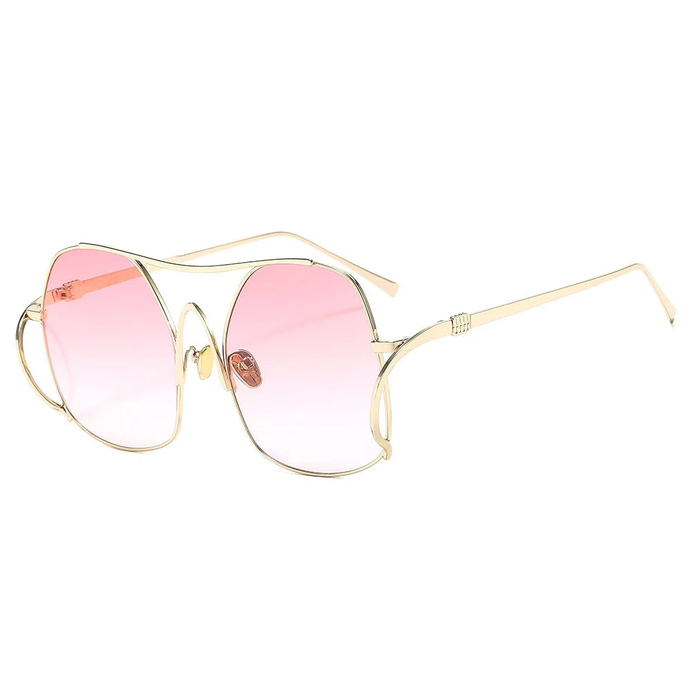 New Luxury Fashion Gradient Oval Women Sunglasses 2025 Personality Double Beam Frame Design Advanced All Match Men Glasses UV400