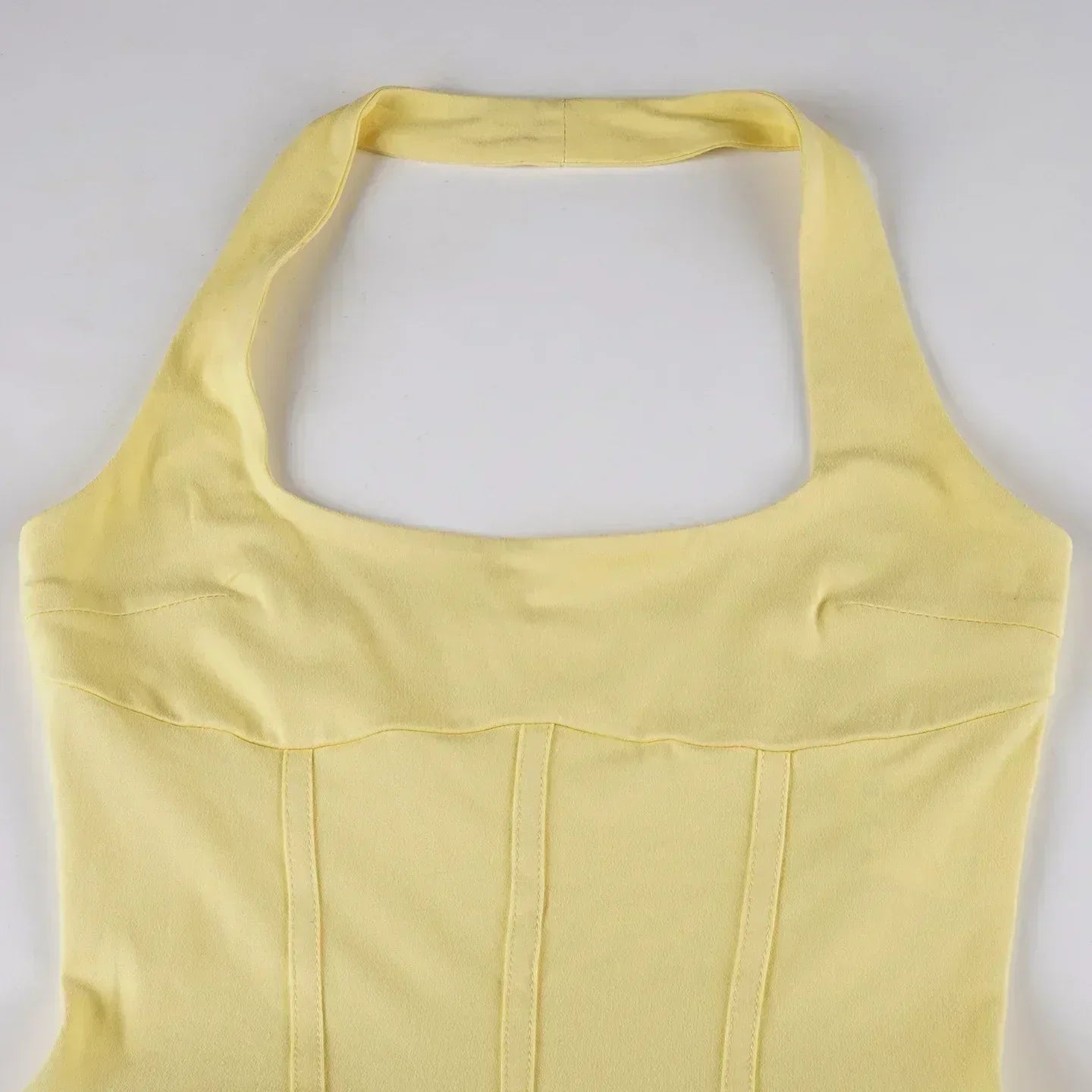 Tornova Vacation Halter Mini Dress For Women Solid High Waist Puffy Dress Ruffled Splice Fashion Sexy Slim Dress 2025 Summer New