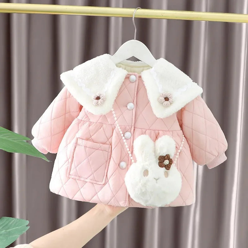 Ropa De Niño Child Clothing 2023 Winter Baby Clothes Korean Cute Girl Outer Cartoon Down Jacket  Plush Princess Girl Clothes 아우터