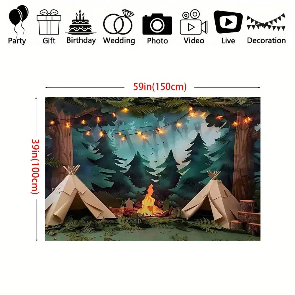 1 Photography Camping Background - Forest Scene Party Background with