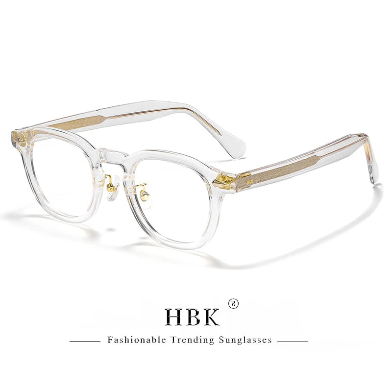 HBK Retro Oval Glasses Frames Transparent Lenses Men High Quality TR-90 Frame Glasses Women's Reading Computer Eyewear