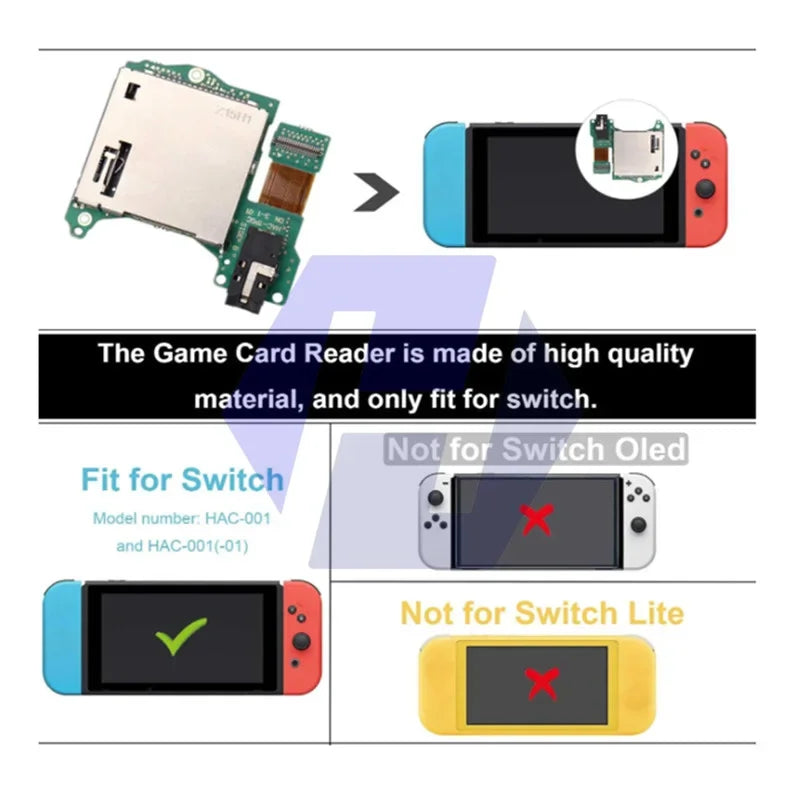 Universal for Switch V1 V2 Console Gamepad Game Host Card Slot Board Game Cartridge Reader Slot with Earphone Headset Port