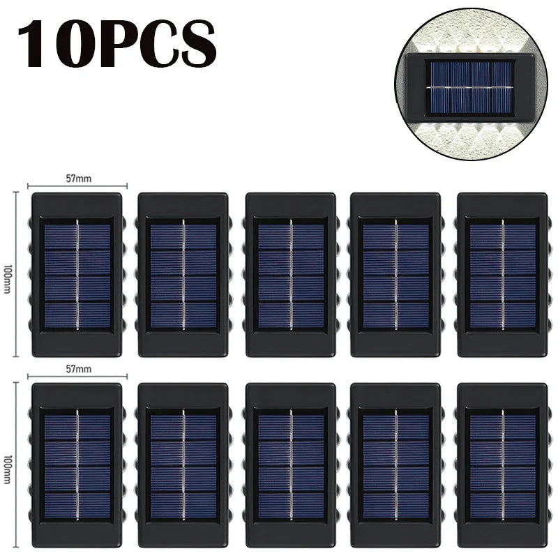 10 LED Solar Wall Lamp Outdoor Waterproof Solar Powered Light UP and