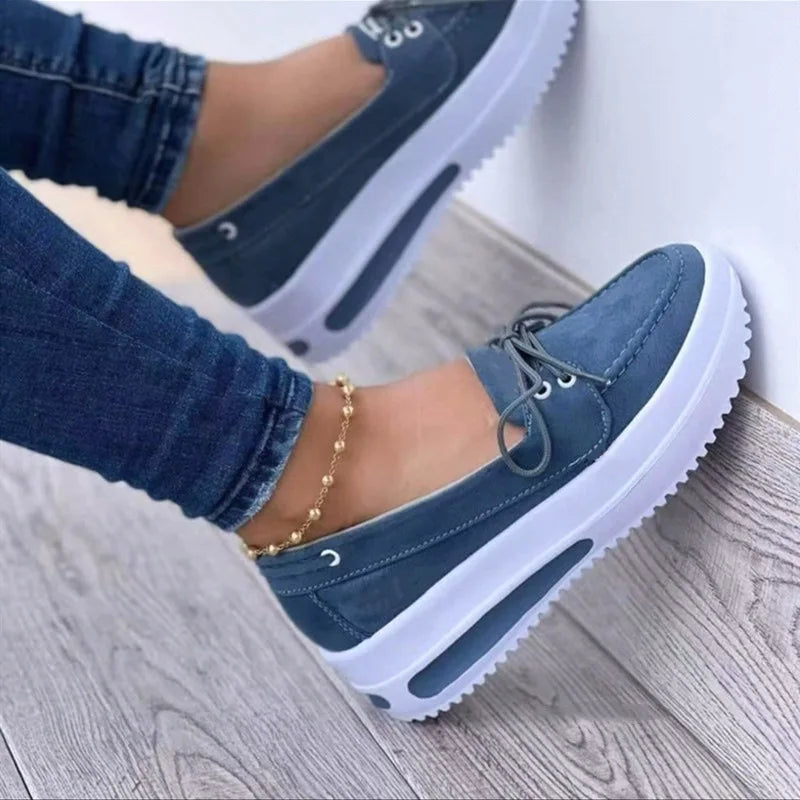 2025 New Women Shoes Autumn Lace-up Platform Shoe Plus Size 43 Casual Sneakers Comfortable Slip on Anti-slip Zapatillas De Mujer