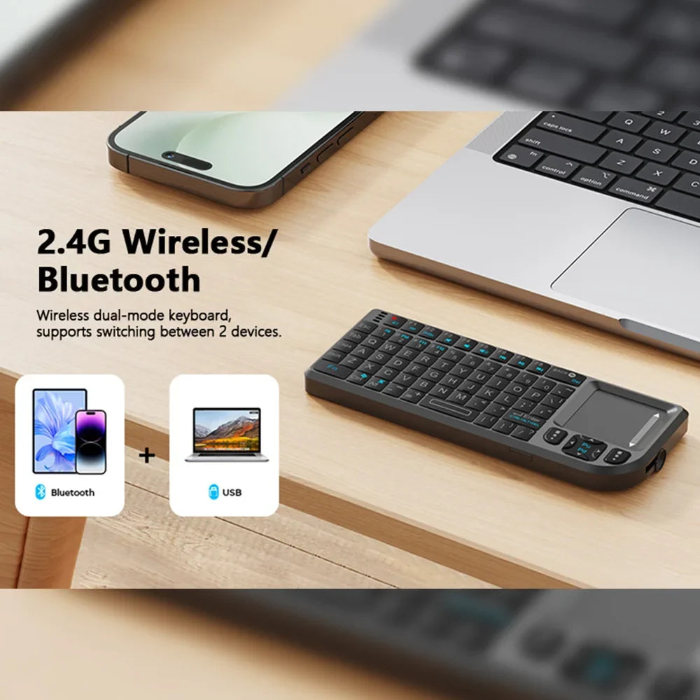 2.4G/Wireless Bluetooth Mini Keyboard Multifunctional Red Laser Keyboard With Touch Mouse Compatible For iOS Windows Android