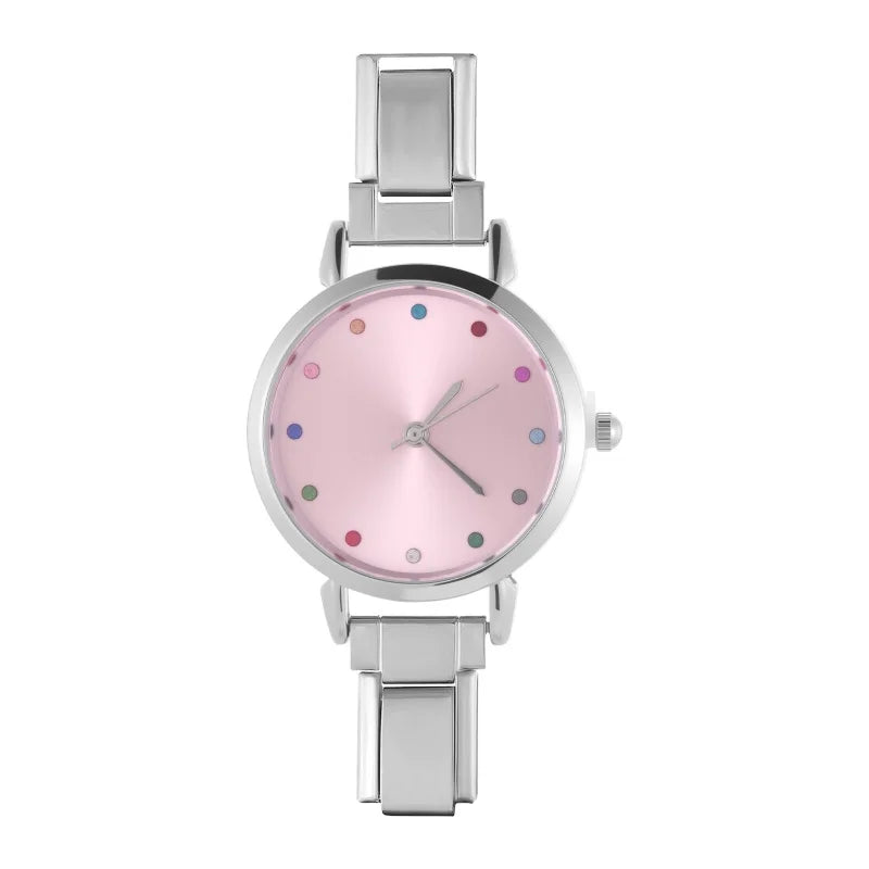 1PC 's Stainless Steel Round Simple Watch Bracelet Bangle for Friend
