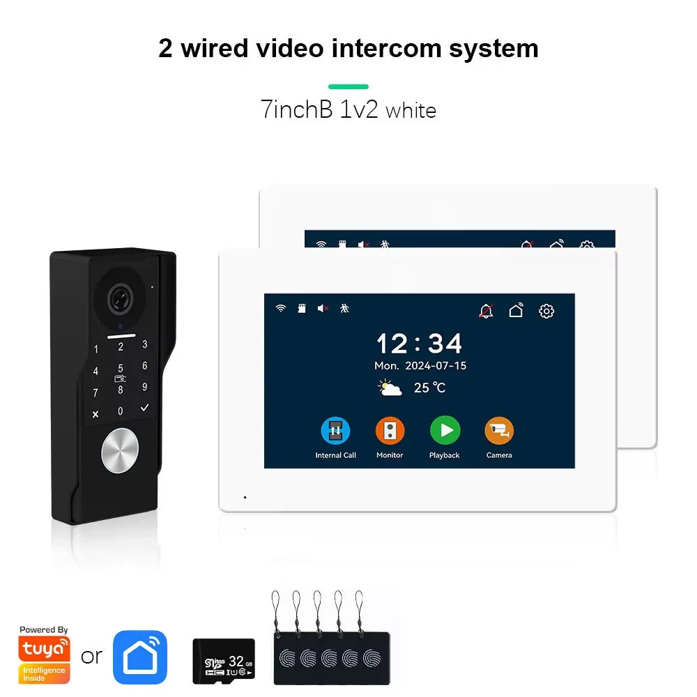 ANJIELO SMART Doorbell Video Intercom Camera System Wire 2‐wire Door Phone 10 Inch Screen 7 Protector Security