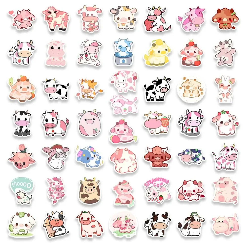 Paquete de pegatinas de vaca kawaii