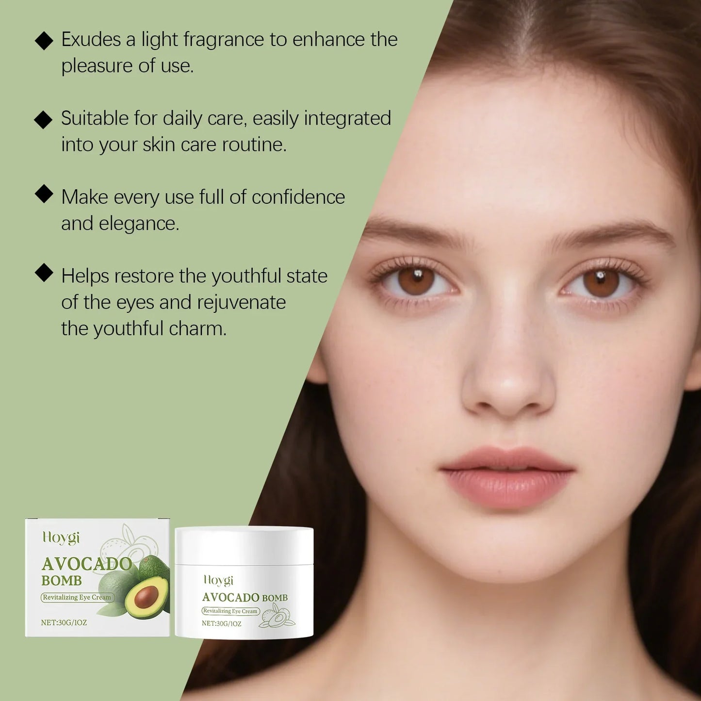 Avocado Eye Cream Fades Fine Lines & Wrinkles Firming Smoothing Eye Area Anti Puffiness Dark Circle Corrector for Youthful Eyes