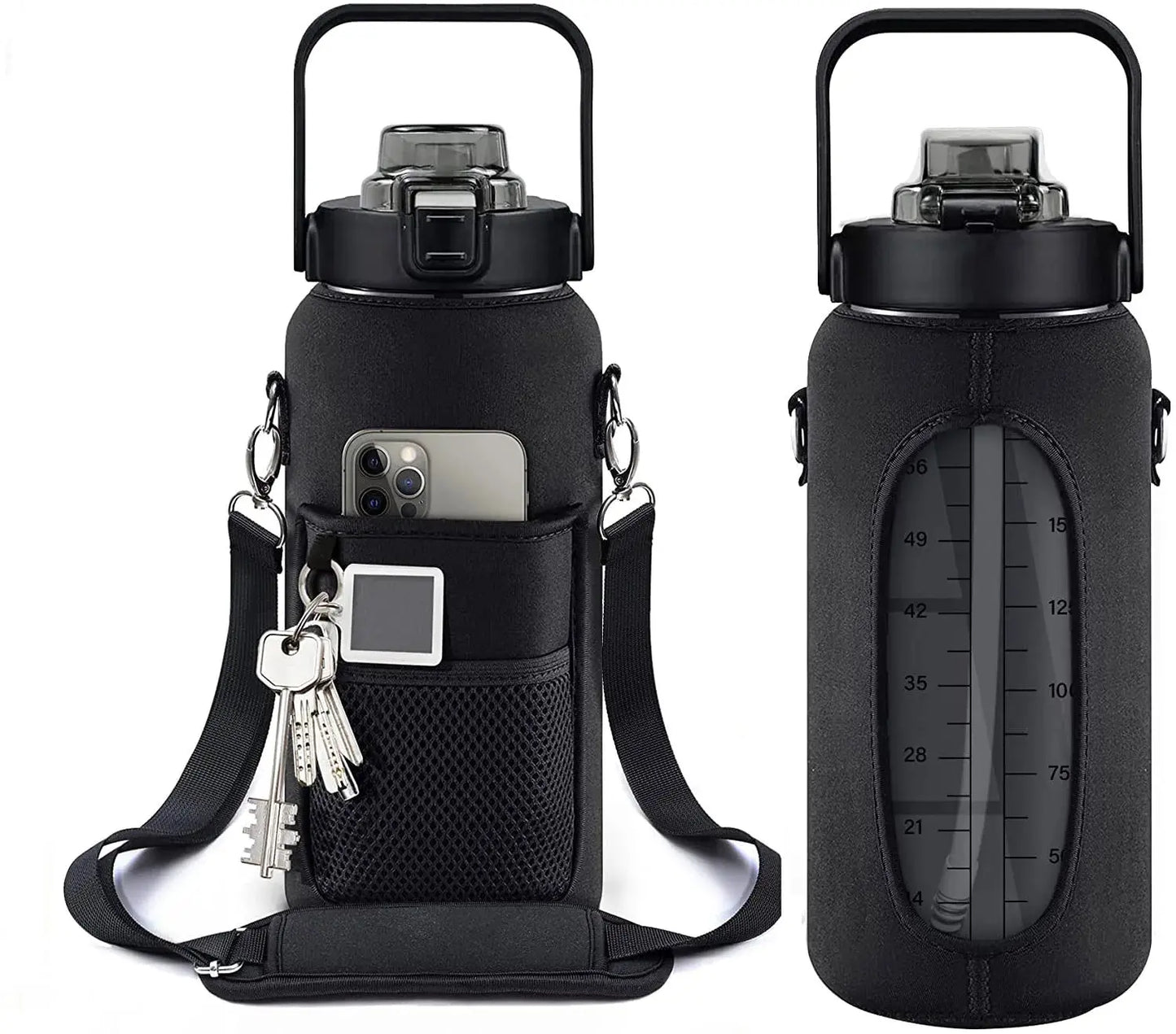 Motivational  Leakproof Half Gallon Water Bottle with Straw