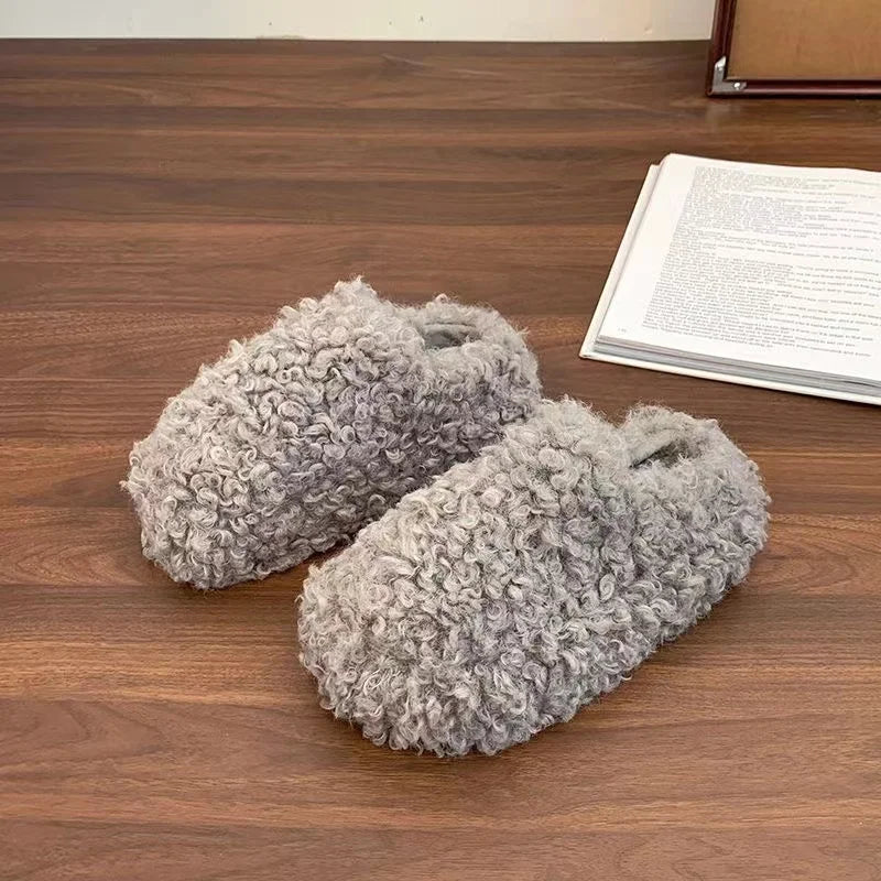 Winter 2026 Fashion Women's Shoes Comfortable Plush Velvet Warm Fluffy Slippers Home Non-slip Lightweight Soft Indoor Slippers