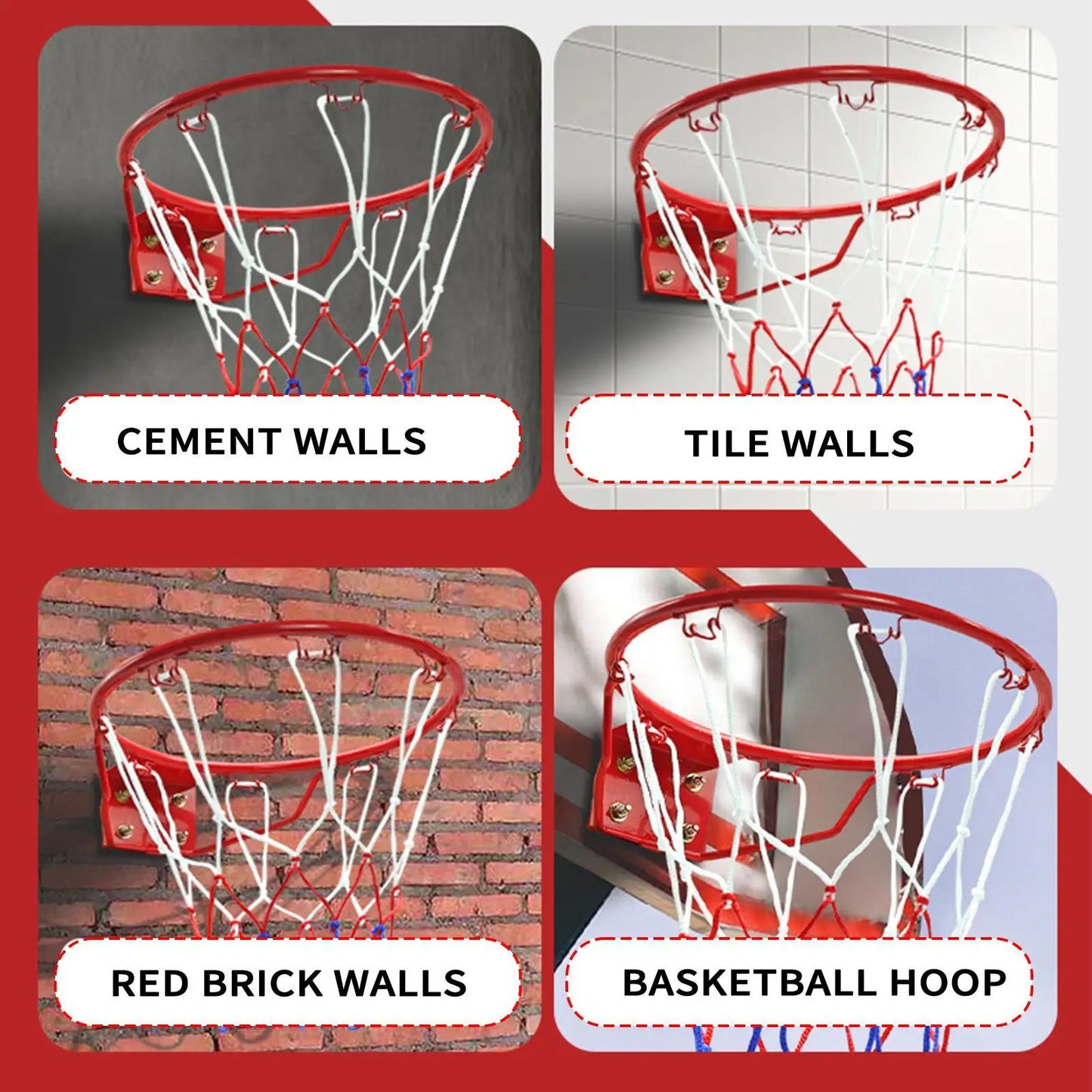 Basketball Hoop 32cm Wall Mounted Sports Ball Hoop with Net Basketball