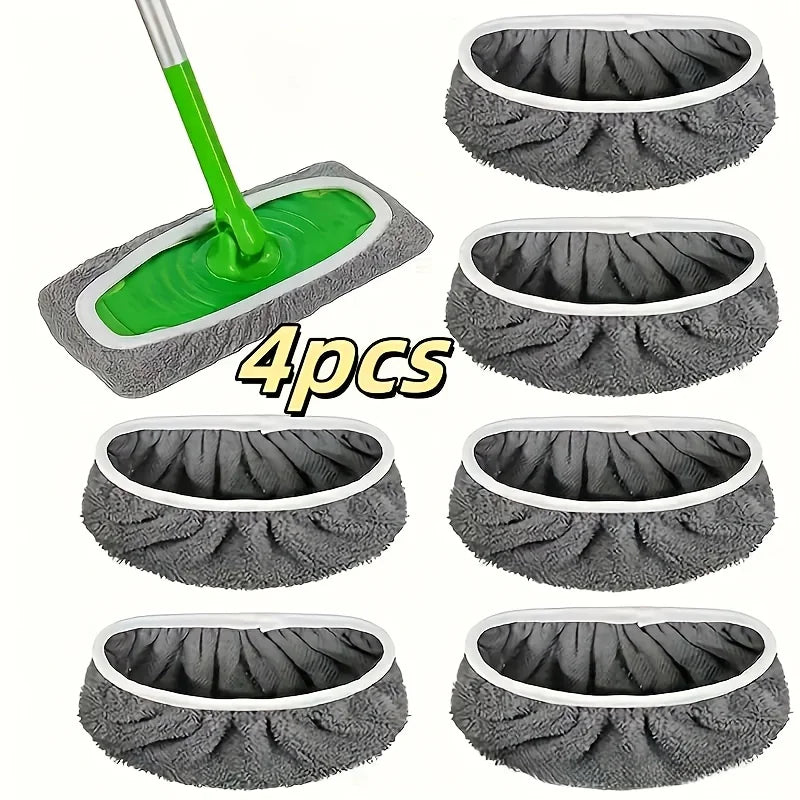 4 Reusable Mop Pads with High Water Absorption and Ultra-fine Fiber Cleaning Pads That Can Firmly Adhere To Most Standard Mops