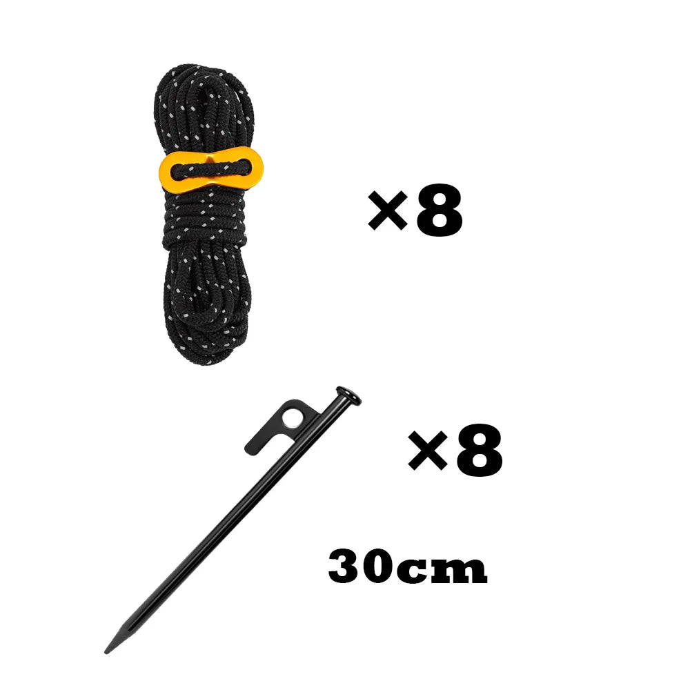 Tent Stakes Quality S45C Steel Tent Pegs Ground Stakes, Utility Camping Rope Nylon Core Para Cord for Camping Garden Hiking