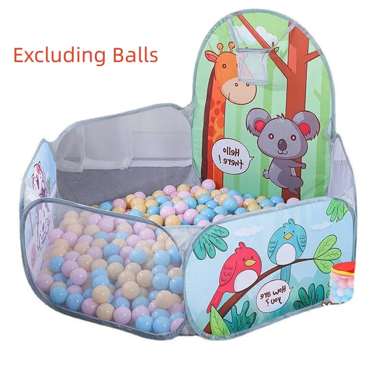120cm Kids Playpen Playground Baby Tent Ball Pool with Basketball Hoop