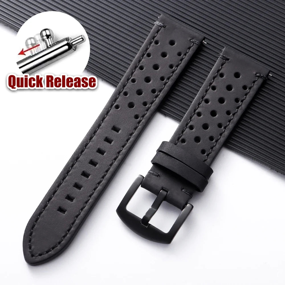 OnePlus Watch Band Quick Release Leather Strap Vintage Brown Wristband