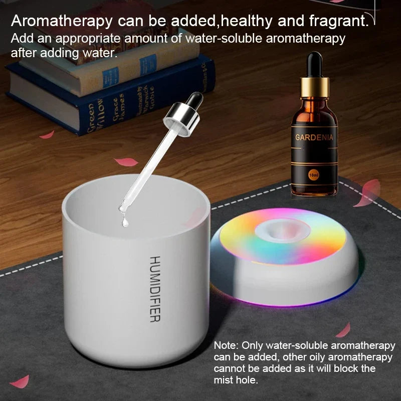 HOMEFISHMini Air Humidifier Usb Aroma Diffuser Essential Oil Purifier Cool Mist Sprayer  Home BedroomLED Desktop humidificador