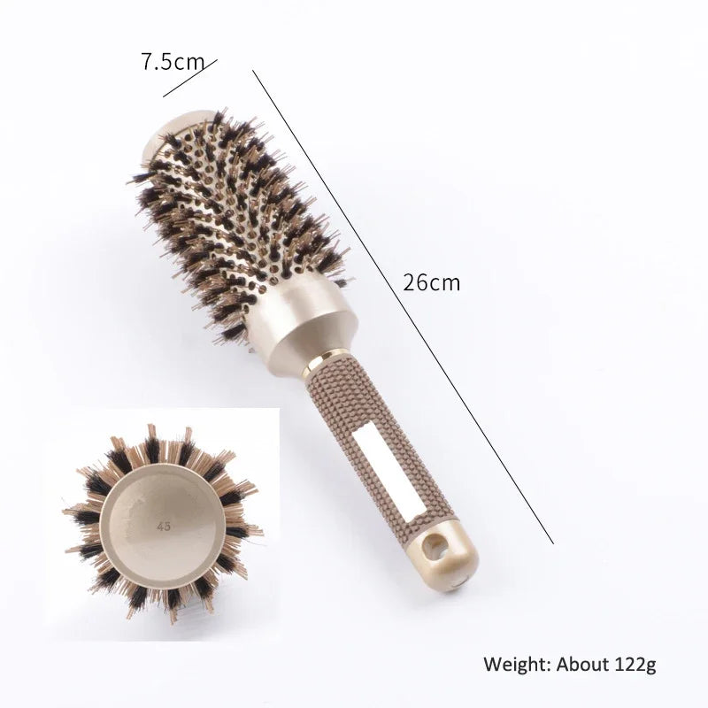 Round Ionic Hair Brush for Blow Dry Women Boar Bristles Hair Comb Ceramic Hairbrush Styling Tools For Drying Curly Hair Straight