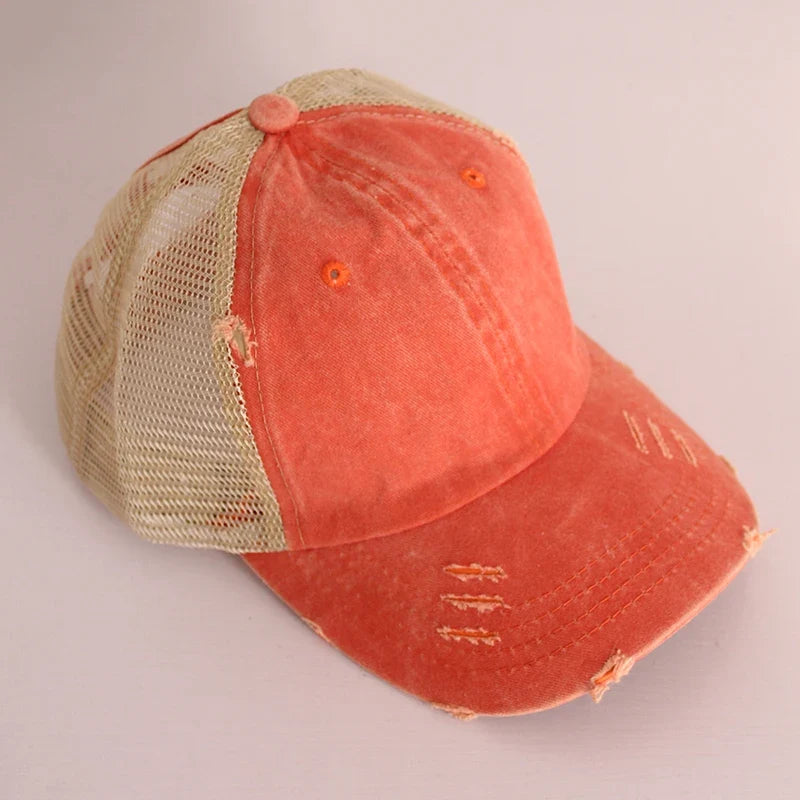 Distressed Ponytail Baseball Cap