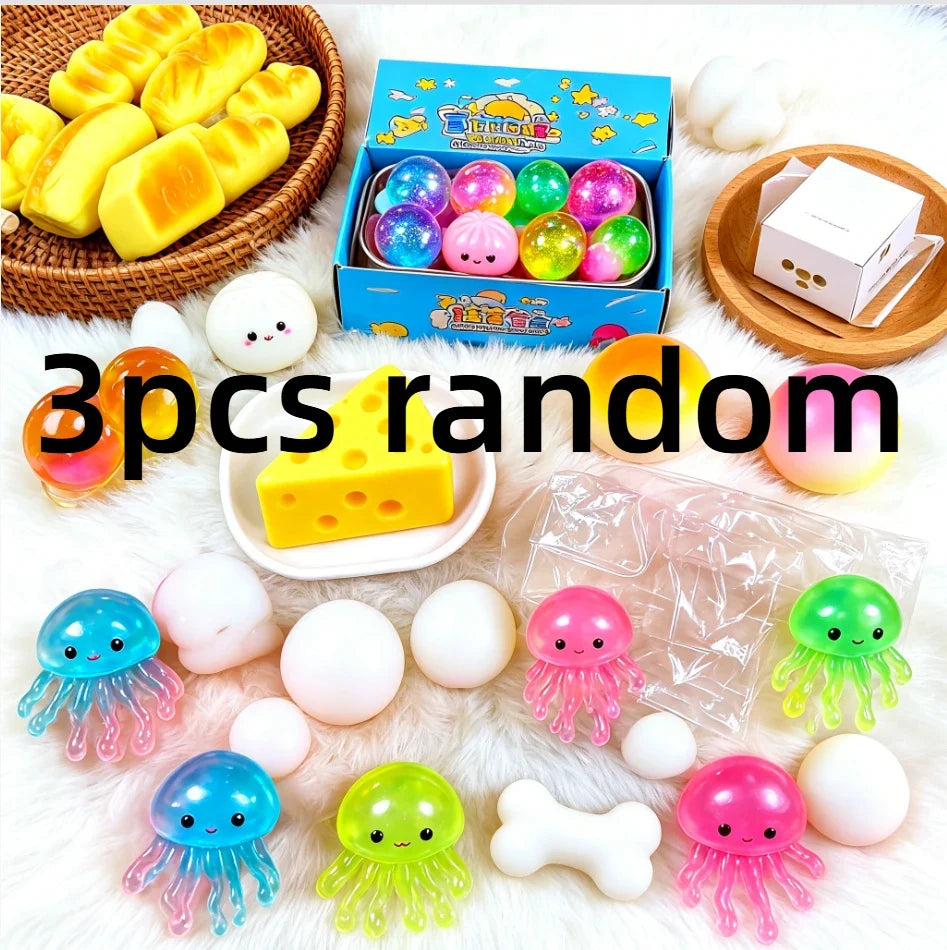 Squishy Cute Food Ocean Blind Box Random Surprise Squeeze Stress Relief Fidget Toy 1Pcs Guaranteed Lucky Set