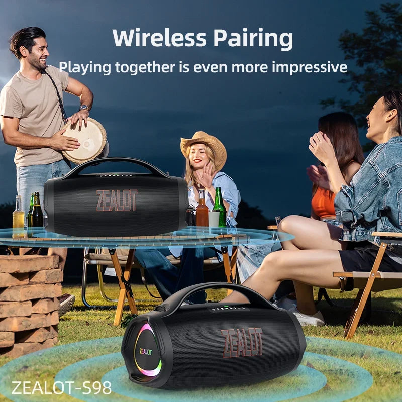 ZEALOT S98 160W Big Power Portable Bluetooth Speaker Wireless TWS Subwoofer Bluetooth Speaker Waterproof Mobile HIFI Quality