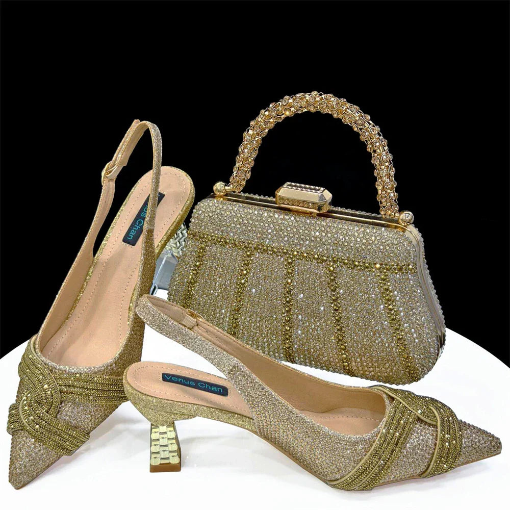 Conjunto de zapatos y bolso a juego de último estilo italiano HAS1-5