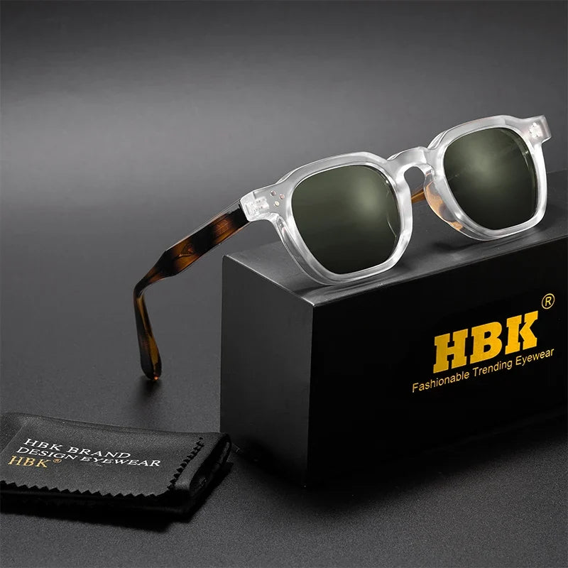HBK Fashion Retro Men Sunglasses Classic Square Frame  Design Sun Glasses Women Outdoor Travel Party Business Festival Gift