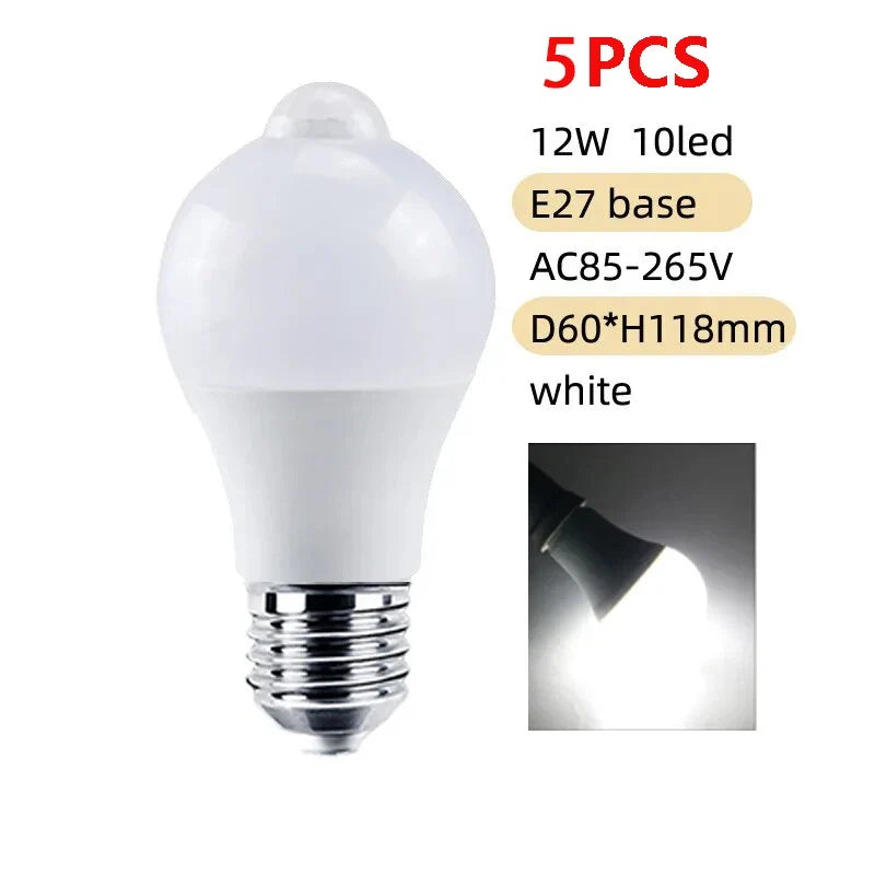 E27 LED Motion Sensor Bulb LED Lamp 85-265V PIR Sensor Light Bulb Auto ON/OFF Night Light For Porch Stairs Garage Security Light