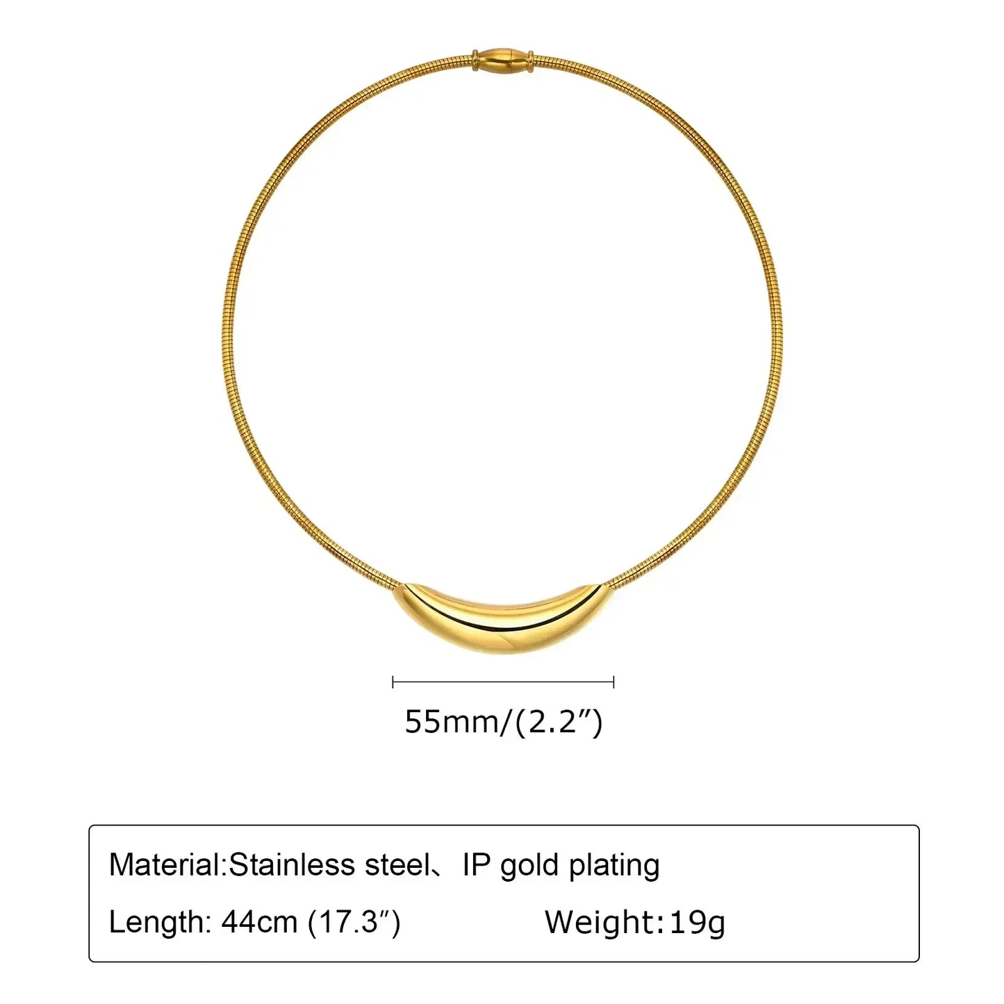 Choker Neck Cuff for Women, Open Collar Choker Torques Necklace Adjustable ,Simple Stainless Steel Jewelry