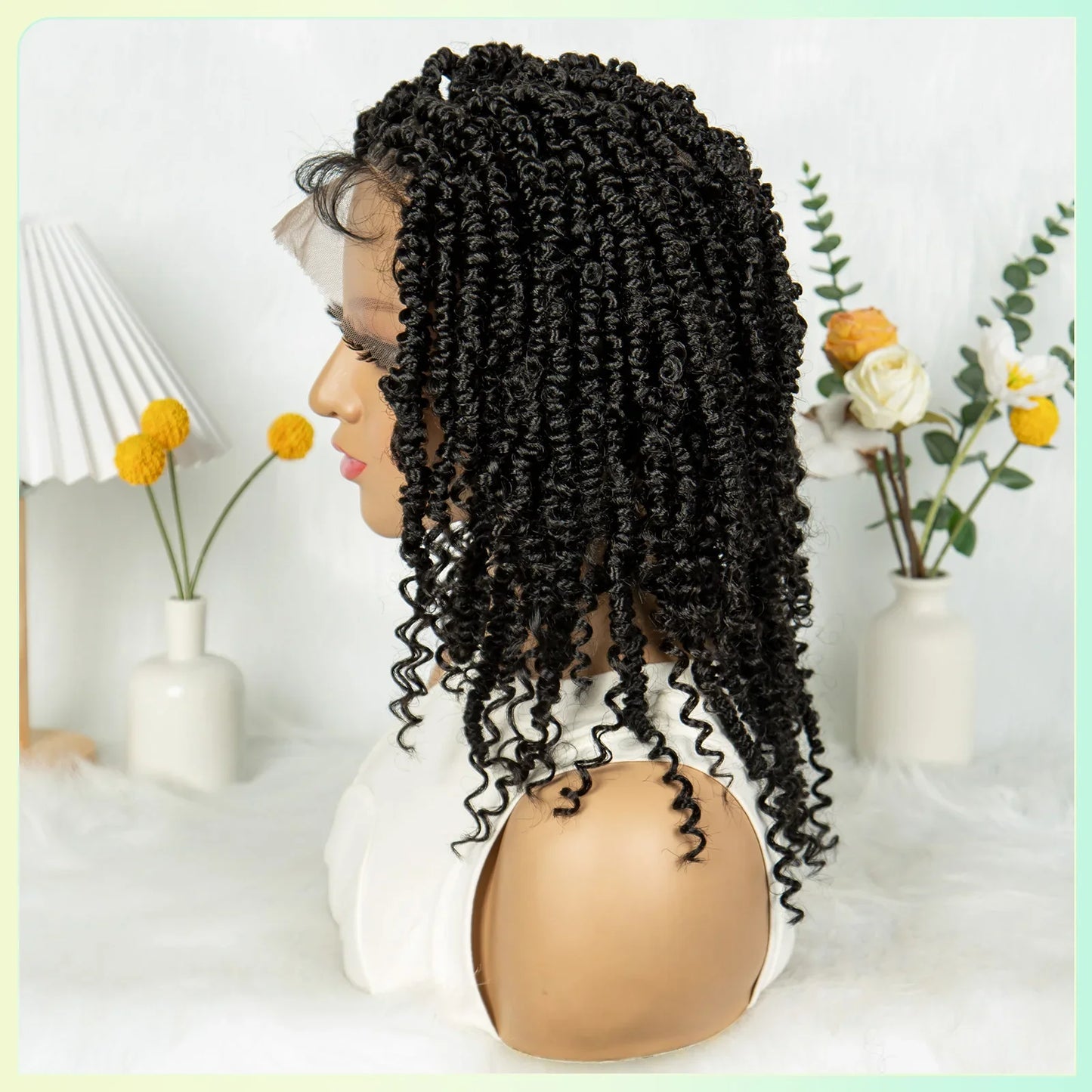 14Inch Full Lace Braided Wigs Synthetic Lace Frontal Twisted Braids Wigs with Baby Hair Knotless Box Braids Wig for Black Women
