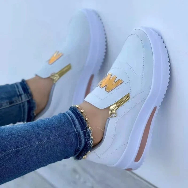 Women's Sneakers Platform Shoes Side Zipper M Printed Women Vulcanized Shoes Lightweight Casual Shoe Plus Size 43 Women Shoes