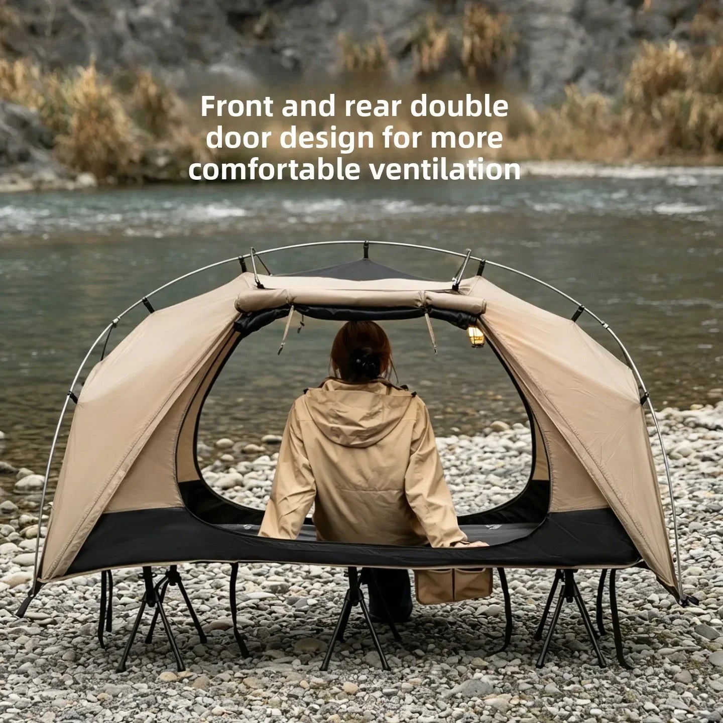 MOUNTAINHIKER Single Person Camp Bed Tent Outdoor Waterproof Rainproof Multi-Purpose Leisure Camping Shelter for Hiking And Trav