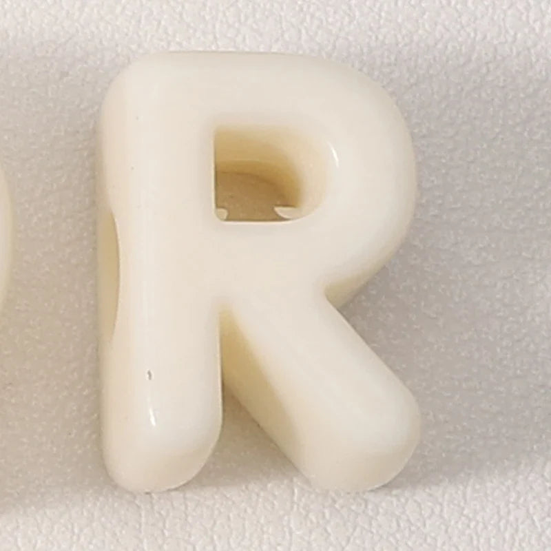 20pcs Beige Acrylic Large Hole Letter Loose Beads DIY Necklace