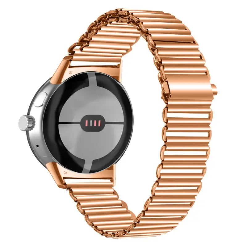 Google Pixel Watch 5, 4 & 3 41mm Ribbed Stainless Steel Link Band