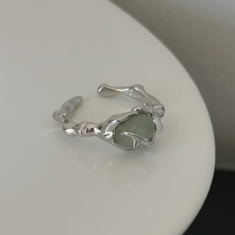 Vintage White Enamel Metal Irregular Shape Geometric Open Adjustable Ring for Women Girl Jewelry Birthday Gifts Anillo Hombre