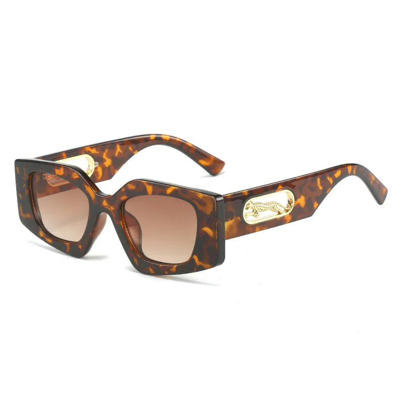 New Cat Eye Sunglasses Women Men Square Gradients Lens PC Frame Leopard Decorate Brand Designer Sun Glasses UV400 Shades