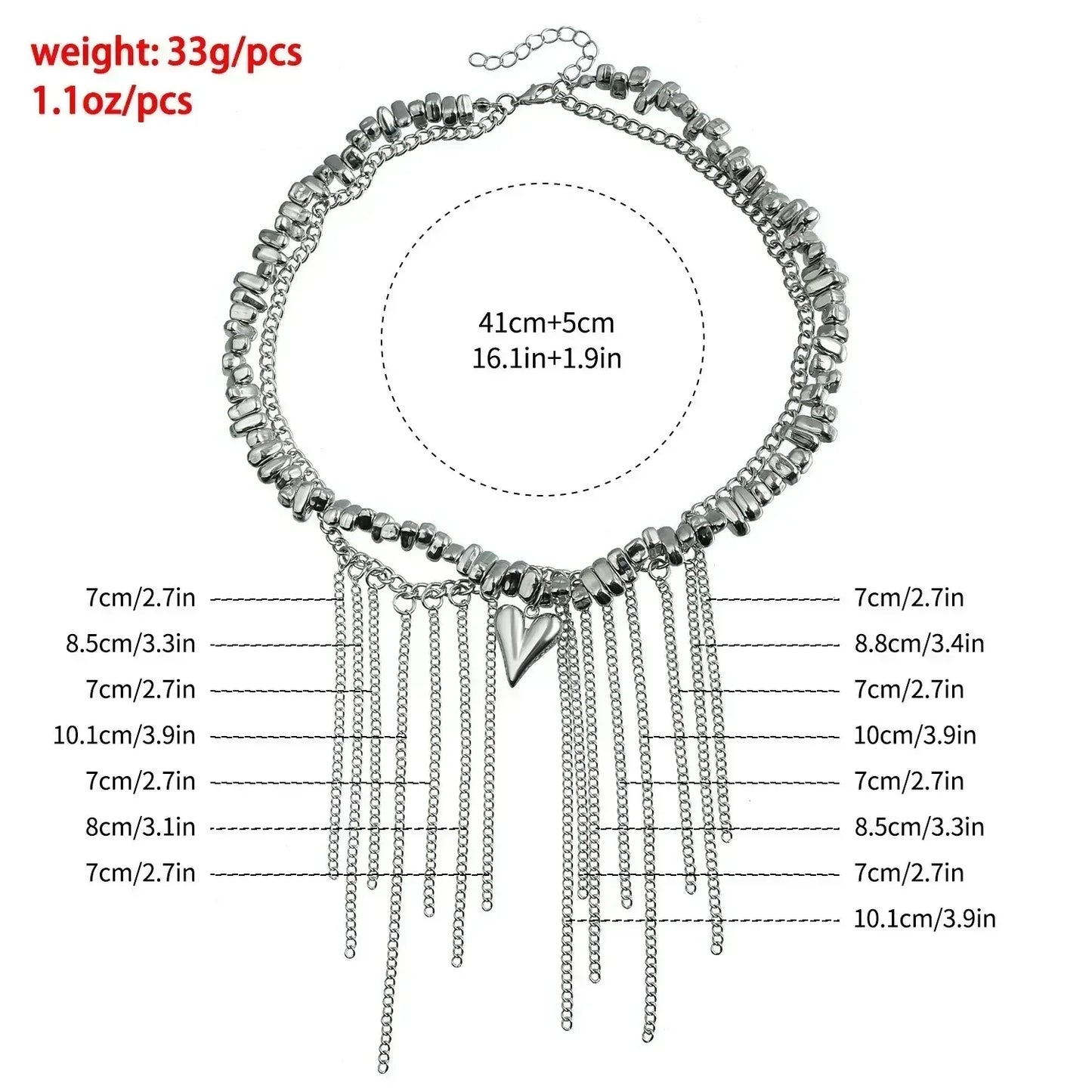 Fashion Heart Beaded Necklace for Women Boho Elegant Irregular Crystal Chain Y2K Choker Exquisite Party Gift Jewelry Accessories