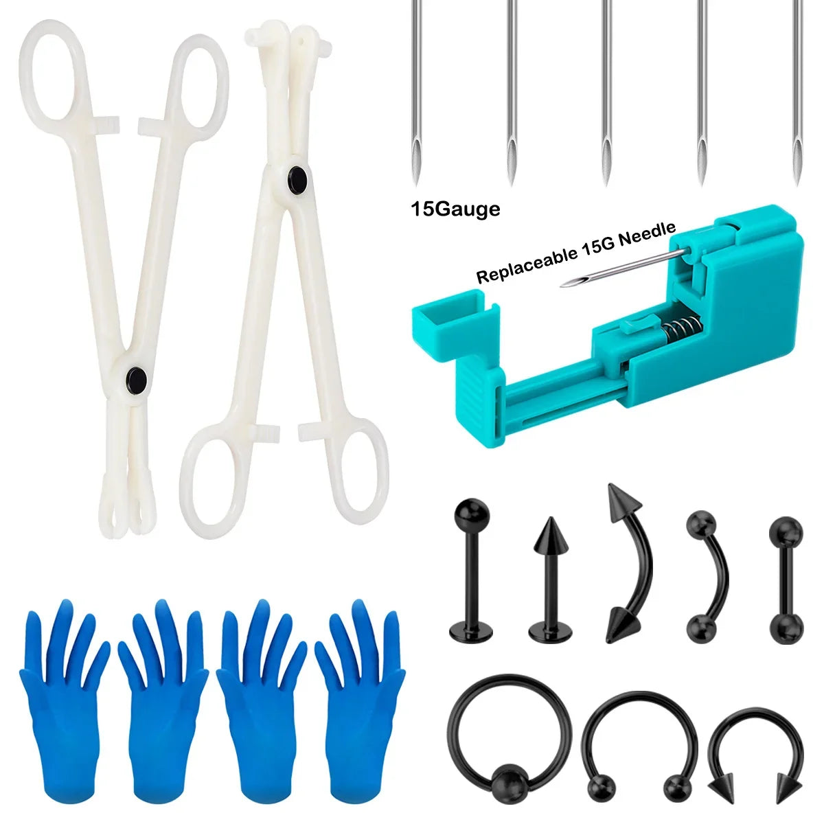 Body Piercing Tool Kit Easy to Use Body Piercing Gun Lip Nose Tongue