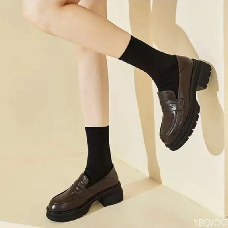 2026 Spring and Autumn Fashion New Style Casual Comfortable Versatile Women's Le Fu Shoes Retro Shallow Mouth Single Shoes