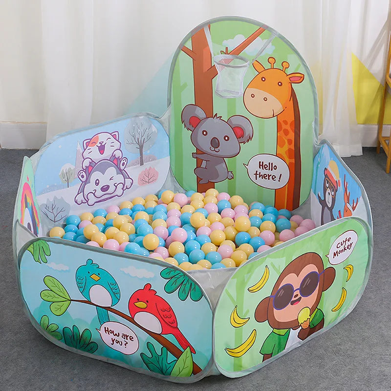 120cm Kids Playpen Playground Baby Tent Ball Pool with Basketball Hoop