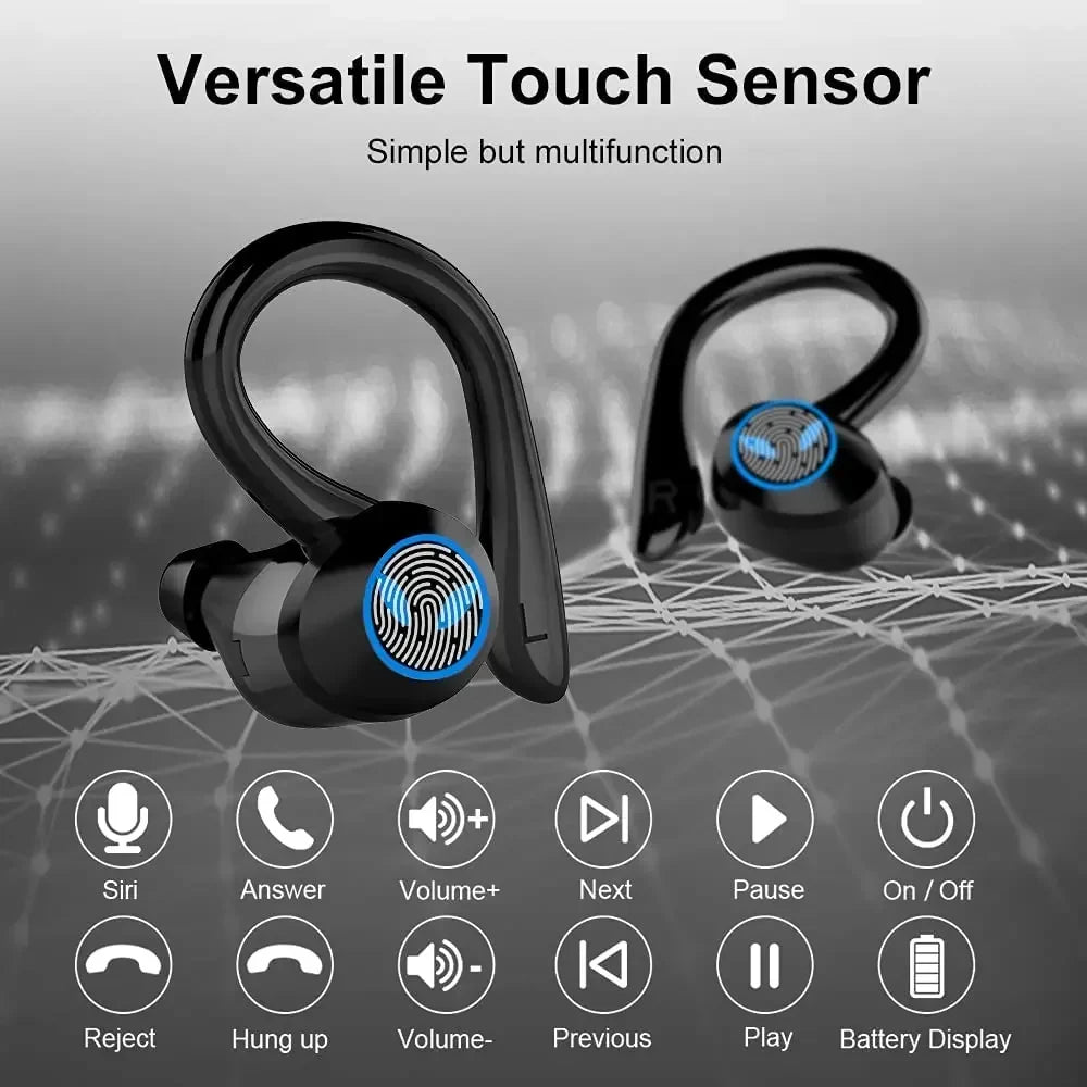 Wireless 5.4 Headphone Touch Control Sports Waterproof Bluetooth Earphone HiFi 9D Bass Stereo Earphone Headset With Microphone