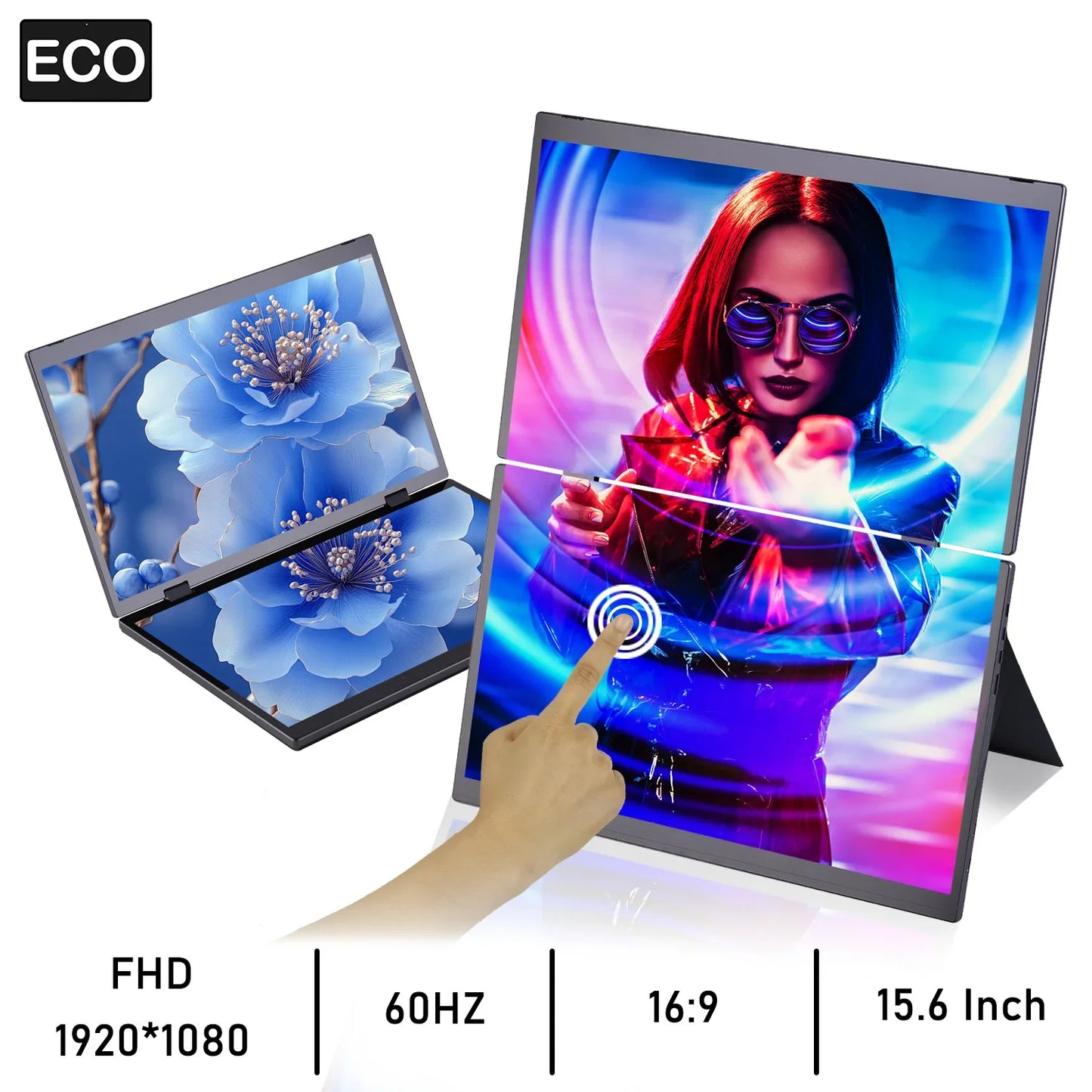 15.6 Inch Portable Monitor Dual Screen 1080p IPS External Second